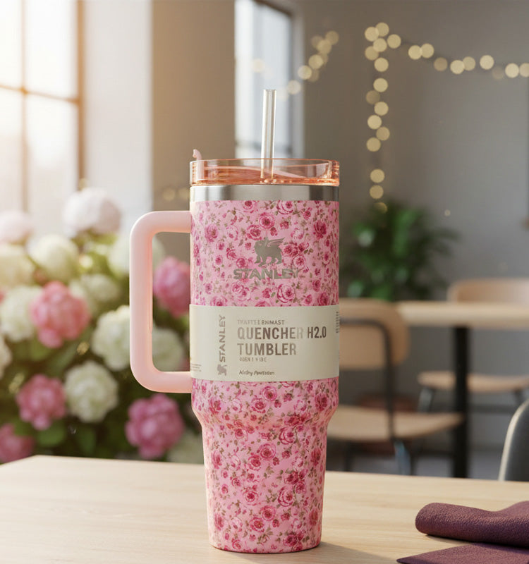 Stainless Steel Printed Flower Tumbler