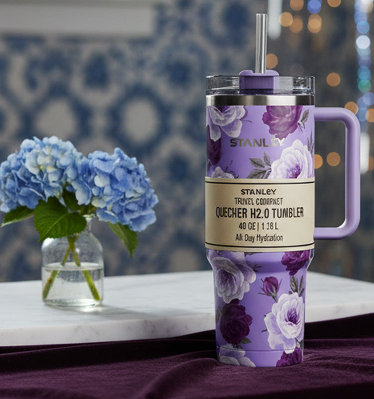 Stainless Steel Printed Flower Tumbler