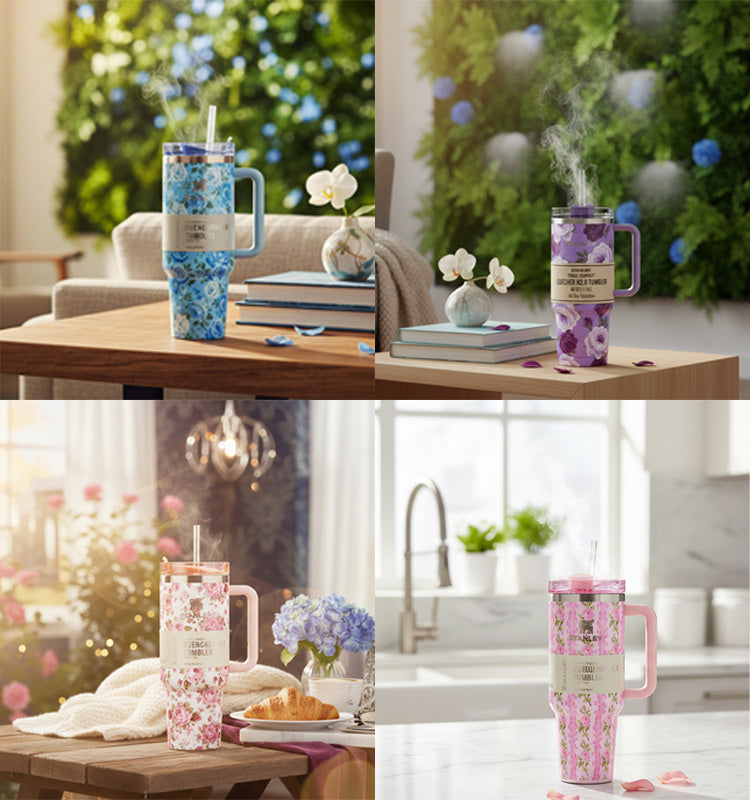 Stainless Steel Printed Flower Tumbler